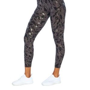 Marika 25” Black and Clear-Foil Animal Print Legging